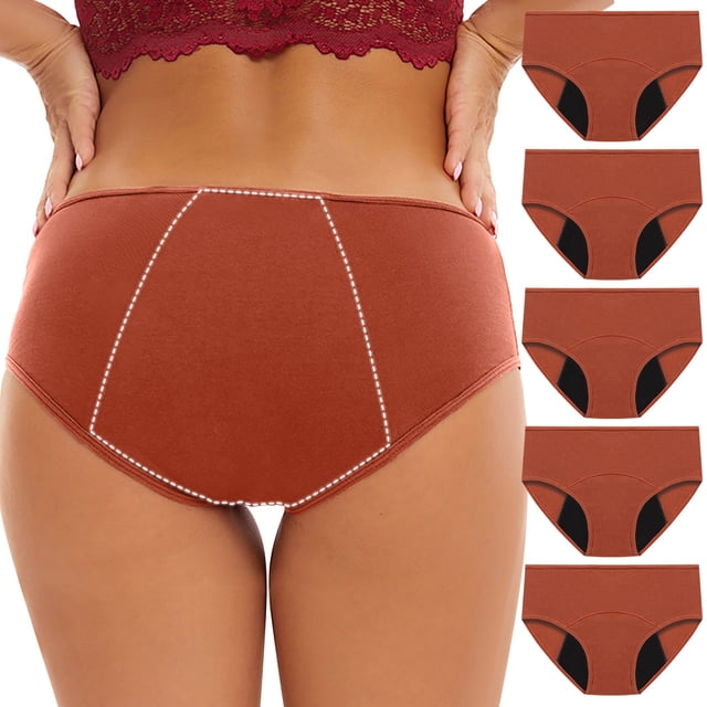 ylioge 5 Pack Culottes Menstruelles pour Femmes Grande Taille P-5x Taille Mi-Haute Réutilisables Culottes Menstruelles Anti-Fuites Extensibles Multipack Confort