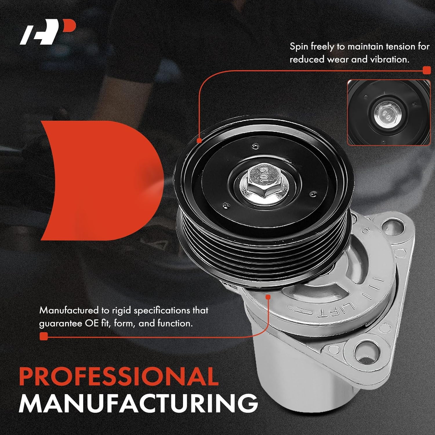 A-Premium Belt Tensioner Assembly with Pulley Compatible with Mazda 6 2006-2013, 2.3L 2.5L, Replace# L3P915980A, L3P915980B