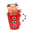 thumbnail image 2 of Taza de cerámica navideña, taza de café, tazas de té de dibujos animados con asa, taza para beber bebidas, lindas tazas de Navidad para niños, amigos Alce Sunnimix Taza de ceramica, 2 of 8