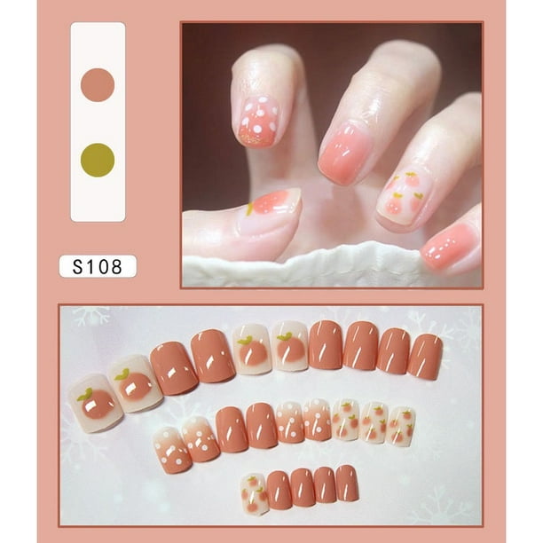 2022 Tendencias 24pcs Uñas Falsas Conjunto Con Pegamento Postizas Extensión De Arte Fiesta DIY