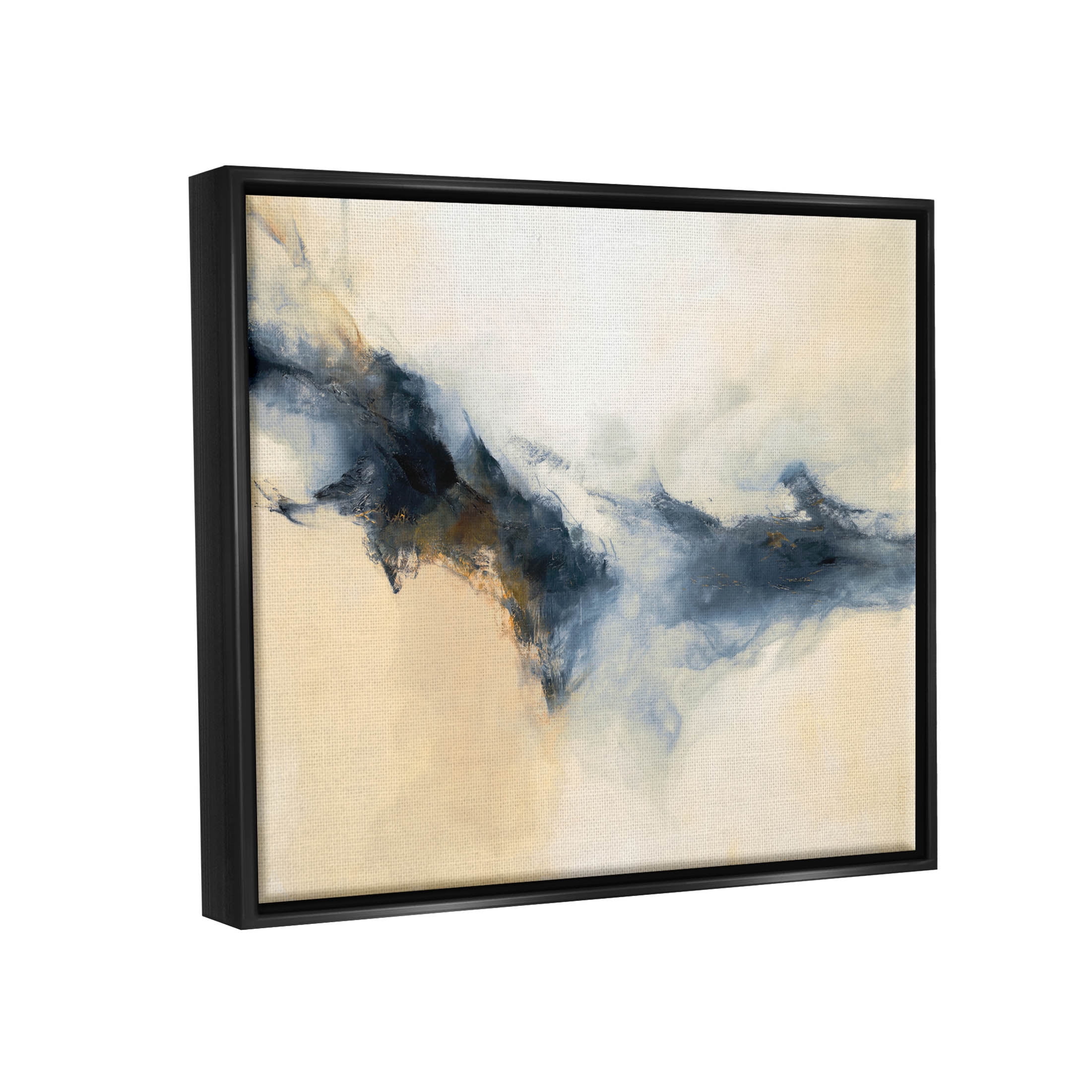 Stupell Industries Fluid Contemporary Shape Arrangement Graphic Art Jet Black Floating Framed Canvas Print Wall Art, Design by Dina D’Argo