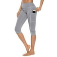 thumbnail image 1 of UKAP Women's High Waist Tummy Control Yoga Capris, Gray, XS, 1 of 2