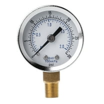 Compact Pressure Gauge 1/8" NPT Pressure Gauge Air Compressor Hydraulic Pressure 0-30 PSI Bottom Mount 1.5" face