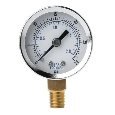 Compact Pressure Gauge 1/8" NPT Pressure Gauge Air Compressor Hydraulic Pressure 0-30 PSI Bottom Mount 1.5" face