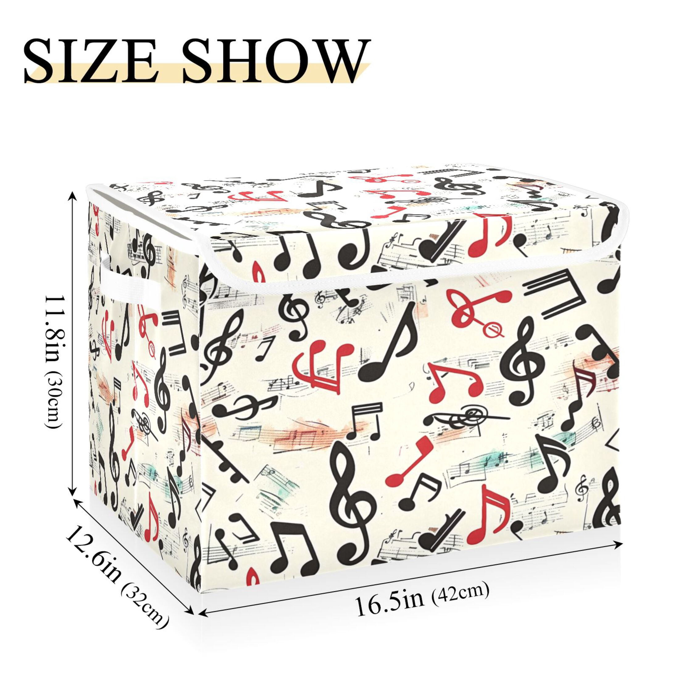 Ryvnso Musical Note Large Lidded Foldable Storage Baskets Cubes Boxes Lids Bin for Home
