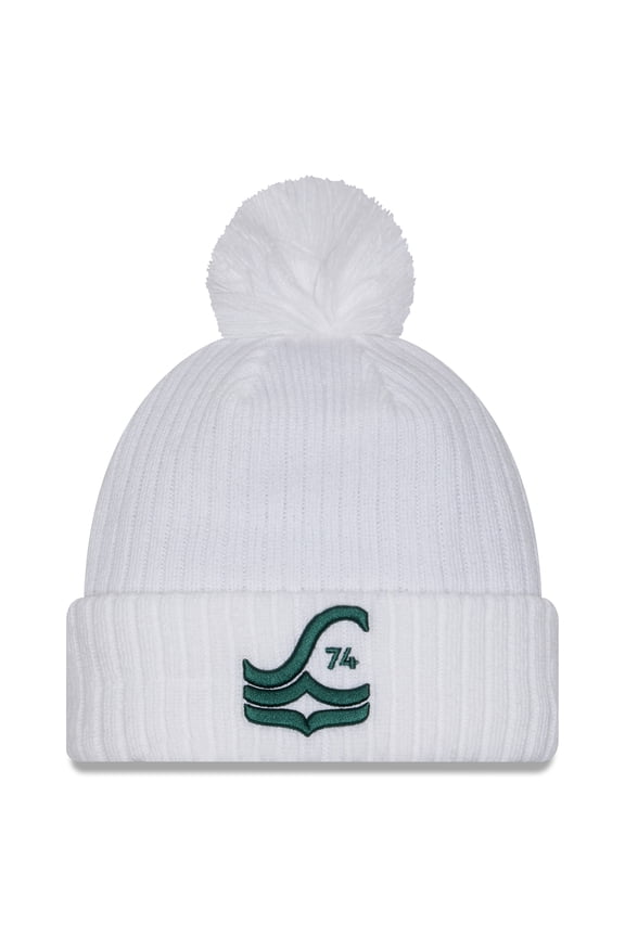 Men's New Era  White Seattle Sounders FC 2025 Jersey Hook Cuff Knit Hat with Pom