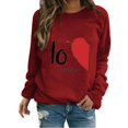 thumbnail image 1 of Chandail Col Rond de la Saint-Valentin pour Femmes Manches Longues Chandails en Molleton Cœur d'Amour Cadeau Graphique Fête des Mères 2024 Chandail en Molleton Imprimé Cœur Mignon Chandail Col Rond Manches Longues, 1 of 4