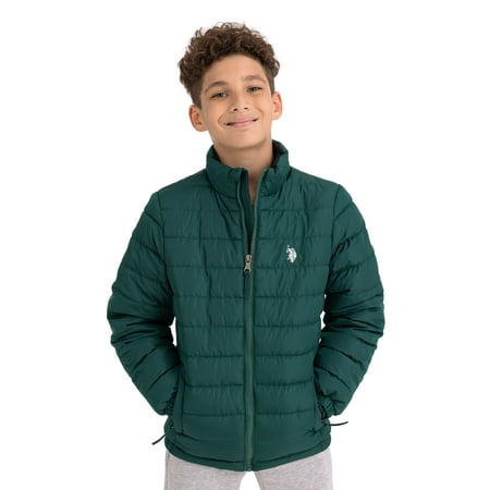 U.S. Polo Assn. Boys Midweight Quilted Jacket with Logo, Sizes 6-16