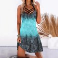 thumbnail image 2 of Womens Dresses Summer Sleeveless Vintage Daily Lace Up Pullover Vintage Print Hollow Out V-Neck Sun Loose Beach Mini Casual Dress Black M, 2 of 4