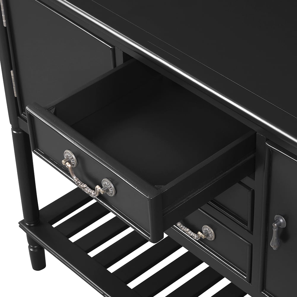 Lowestbest 45" Farmhouse Accent Entryway Table, Entry Table with 3 Drawers, 2 Cabinets and 1 Shelf (Black) Lowestbest 45" Farmhouse Accent Entryway Table, Entry Table with 3 Drawers, 2 Cabinets and 1 Shelf (Black)