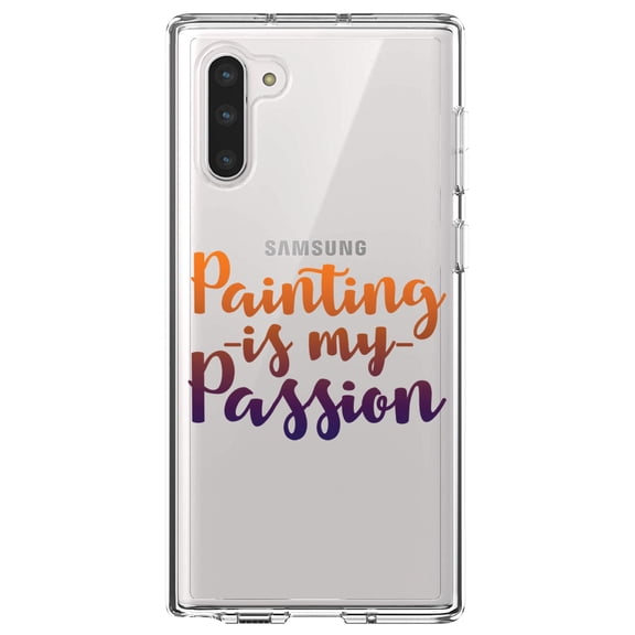 DistinctInk Clear Shockproof Hybrid Case for Samsung Galaxy Note 10 (6.3" Screen) - TPU Bumper Acrylic Back Tempered Glass Screen Protector - Painting is My Passion