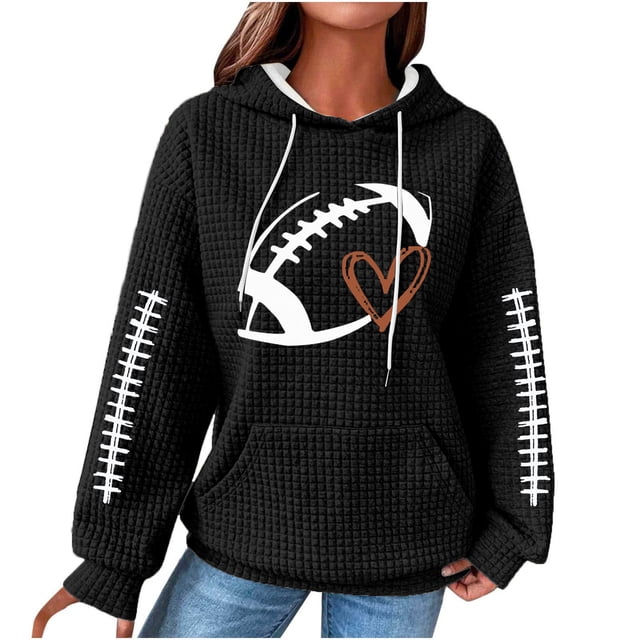 Rbaofujie Chandails à Capuchon Mignons Femmes Décontracté Manches Longues Col Rond Chandails pour Dames Hauts Blouse Chandail à Capuchon Uni Noir Chandail pour Femmes