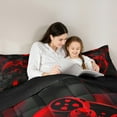 thumbnail image 5 of jejeloiu Cartoon Console Gamepad Bedding Comforter Set,Modern Geometric Plaid Twin Comforter Sets,Red Black Bedding Set For Boys Teens,Ultra Soft Home Decor Reversible,2 Pieces, 5 of 8
