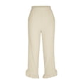 thumbnail image 4 of StSilkitty Girls Ruffle Pants High Waist Elastic Casual Wide Leg Pants with Pockets Solid Color Lightweight Soft Trousers, 4 of 7