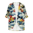 thumbnail image 4 of Mqqzkk 3/4 Sleeve Cardigans For Women Lightweight Cardigan Casual Soft Floral Printed Thin Cardigans with Pockets, 4 of 5