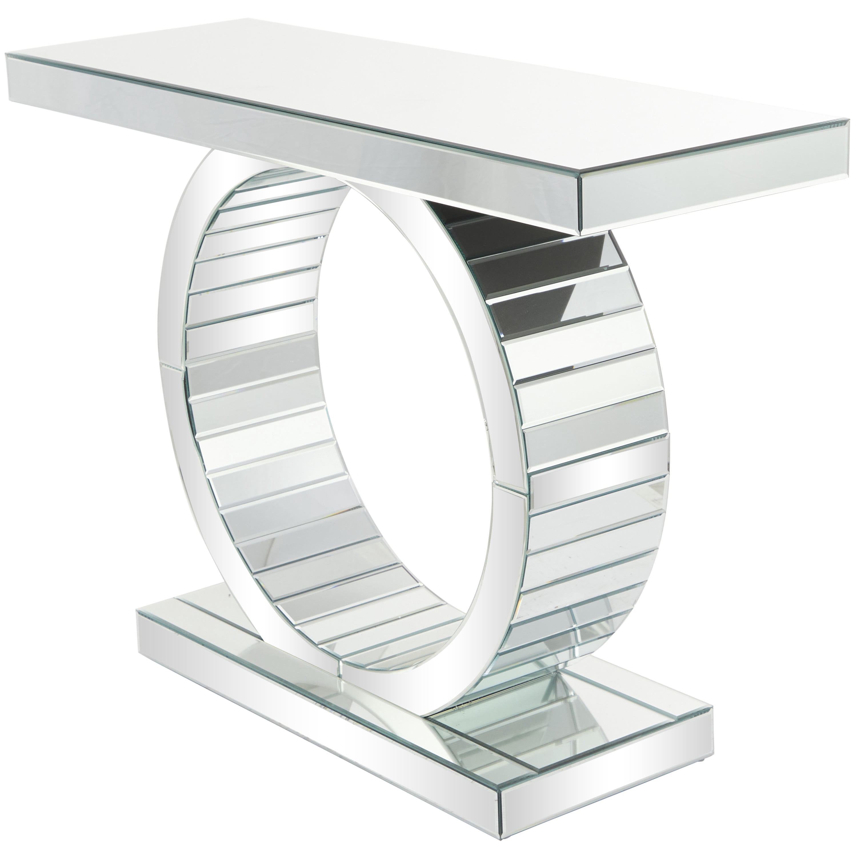 DecMode 47" x 33" Silver Glass Mirrored Console Table, 1-Piece