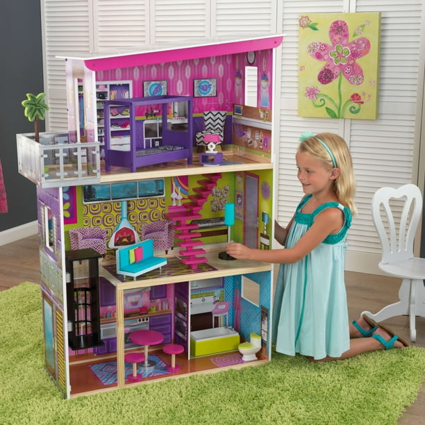 KidKraft Super Model Wooden Dollhouse, for 12-inch Dolls, with Elevator and 11 Accessories
