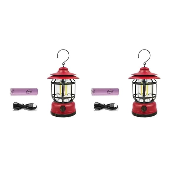 Billuyoard Vintage Camping Senderismo Linterna Regulable Tienda de campaña ajustable Lámpara colgante Luz Accesorio de iluminación Equipo al Rojo 2Conjunto