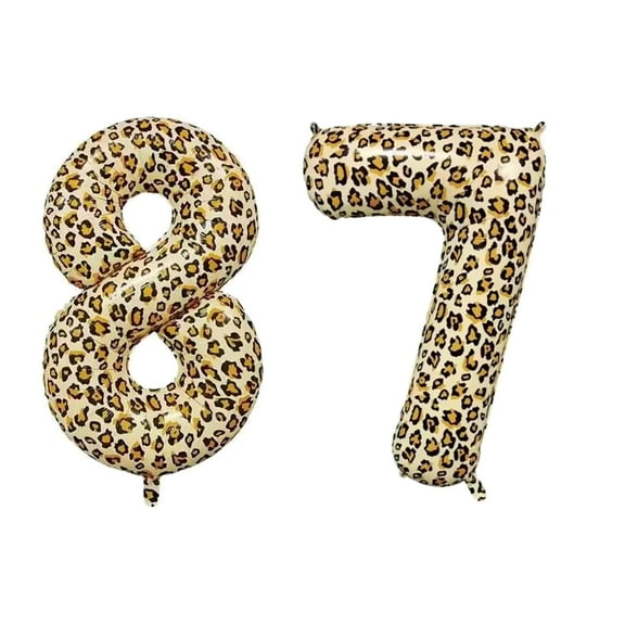 Number Eighty Seven Balloon Leopard Print Number 87 Balloon 32" Large Party Decoration