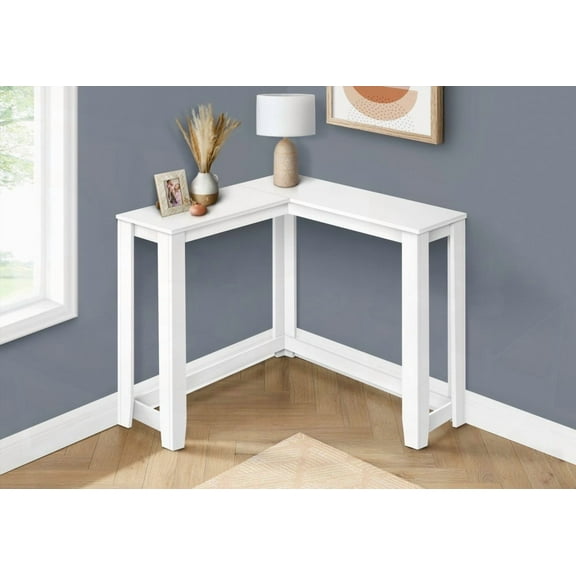 Accent Table for Entryway, Narrow, Corner - White Laminate, Contemporary Design