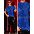thumbnail image 4 of DARING DIVA Men's Velvet Crew Neck Short Sleeve Tee Tops Disco Velour T Shirts S Blue, 4 of 6