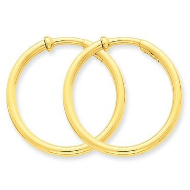 14K Yellow Gold Non-Pierced Hoops Earrings (25mm x 2.5mm)