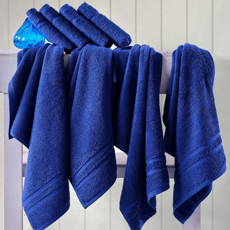 Xinrjojo 4 Piece Microfiber Quick Dry Towels Set:1 Bath Towel 1 Hand Towel and 2 Washcloths Set Super Soft Plush Highly Absorbent- Blue