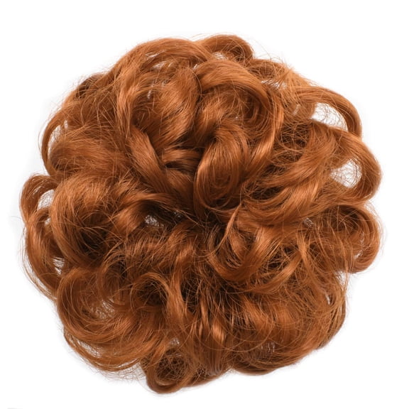 DAPRZIY Ladies Synthetic Wavy Curly or Messy Dish Hair Bun Extension Hairpiece Scrunchie Chignon Tray Ponytail (130A-Fox Red)