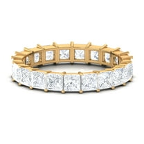 Rosec Jewels Princess Cut Moissanite Eternity Band Ring for Women - Full Eternity Ring, 18K Yellow Gold, US 3.50