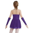 thumbnail image 2 of TTAO Kids Girls Sparkly Roller Figure Ice Skating Dress Mesh Splice Ballet Leotard Dress with Gloves Purple 16, 2 of 5