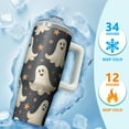 thumbnail image 4 of 30 oz Halloween Ghost Bat Witch Tumbler Insulated Stainless Tumbler, Spooky Pumpkin Coffee Cup Water Bottle, Holiday Gift Mug, 4 of 5