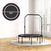 Soozier 45 Rebounder Trampoline for Adults, Foldable Mini Trampoline with Adjustable Handle Bar, Bungee Rebounder Jumping Cardio Trainer, Pink