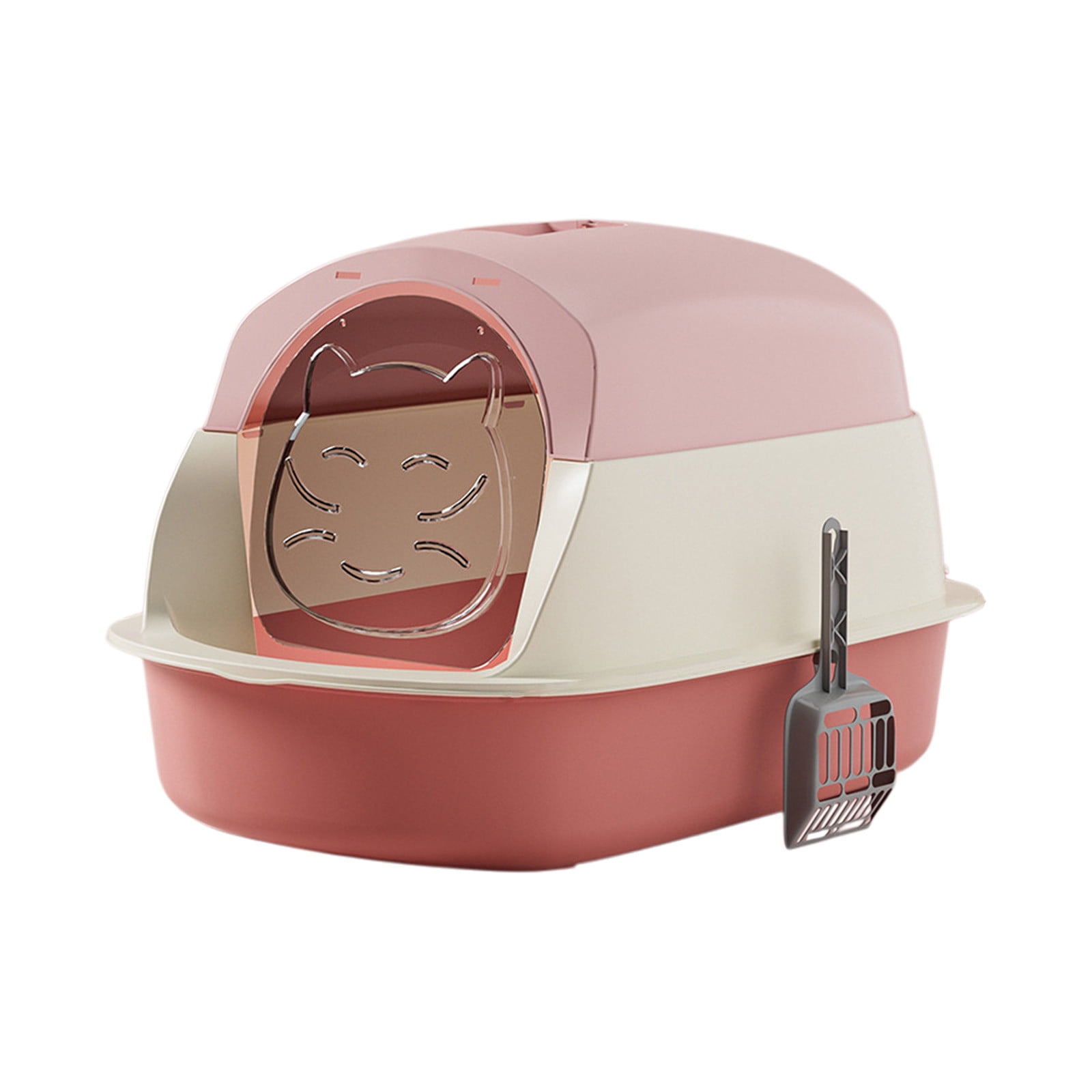 Large Covered Litter Box with Lid, Fully Enclosed Cat Litter Pan, Splash Proof Toilet Tray with Shovel for Cats