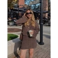 thumbnail image 6 of Womens 2 Piece Sweater Skirt Sets Long Sleeve Collared Button Cardigan Knit Mini Skirt Two Piece Dark Brown L, 6 of 9
