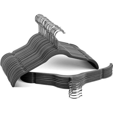 Premium Velvet Shirt Hangers (50 Pack) Non Slip Clothes Hangers Ultra Slim Hangers Gain 50% Closet Space 360° Swivel Hook Clothes Hangers for Tops Dress Shirts Blouses Strappy Dresses Delicates