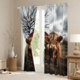 thumbnail image 3 of Castle Fairy Highland Cattle Curtains Pack of 2 (42x84 Each),Windmill Curtains Blackout, 3 of 6