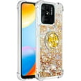 thumbnail image 6 of Glitter Case for Xiaomi Redmi 10C, Bling Sparkle Floating Liquid Soft TPU Cushion Fashion Girly Women Girls Clear with Ring Holder Phone Cover for Xiaomi Redmi 10C  Gold, 6 of 12