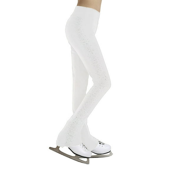 Eandarui Kids Girls Ice Skating Tights Shiny Side Rhinestones Trousers Figure Skating Outfit Dance White 10