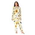 thumbnail image 2 of FORMRS Onesies Pajama for Adults Unisex Hoodie Winter Jumpsuit One Piece Sleepwear, Sizes S-2XL, White Watercolor Sunflowers, 2 of 7