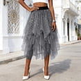thumbnail image 2 of DAFEI Women Short Skirt Loose Sequin Skirt A-Line Fairy Patterned Elastic Waist Ruffle Layered Midi Skirt, 2 of 6