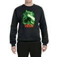 thumbnail image 2 of Catzilla Parody Taking Over City | Mens Cat Lover Crewneck Graphic Sweatshirt, Black, Small, 2 of 3