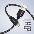 thumbnail image 2 of Powertek Marble 6ft USB-A to Lightning Cable, Black & Silver, Fast Charging, Silicone Marble Design, Stable Data Transfer, 2 of 5