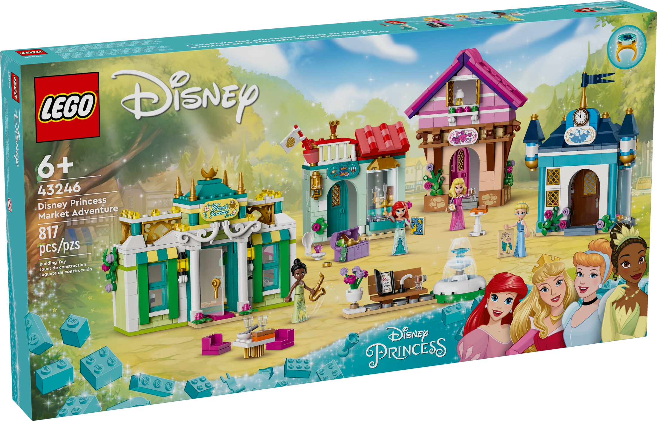 LEGO Disney Princess: Disney Princess Market Adventure, Building Playset Toy for Kids, Treasure Map and 4 Mini-Doll Figures, Fairy Tale Toy Gift for Girls and Boys Ages 6 Plus, 43246