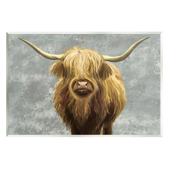 Stupell Industries Distressed Patterned Highland Cattle Graphic Art Unframed Art Print Wall Art, Design by Ziwei Li