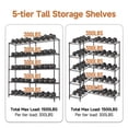 thumbnail image 5 of GDF Studio 5-Tier Metal Wire Shelving Unit, Adjustable Heavy Duty Storage Rack, Black, 5 of 7