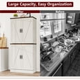 thumbnail image 5 of ChVans 71" Tall Kitchen Pantry with 12 Door Shelves and 4 Barn Doors, Farmhouse Pantry Storage Cabinet with Load-Bearing Steel Pipe and Adjustable Shelves for Kitchen, Dining Room, Living Room, White, 5 of 10