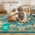 thumbnail image 4 of ODIKA 4'x6' Washable Area Rug Pet Friendly, Non-Shedding Teal Vintage Boho Border Throw Turquoise Butterfly Print Turtle for Bedroom, Reading Nook, 4 of 7