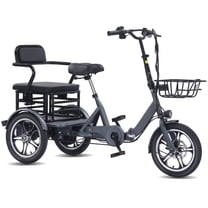 NOMIGO Electric Tricycle Two Seater 3 Wheel Electric Bicycle 48V15Ah 720WH Lithium Battery Peak1200W Max 20MPH 16*2.125” Fat Tire Electric Tricycle for Unisex Adults Gray UL2849