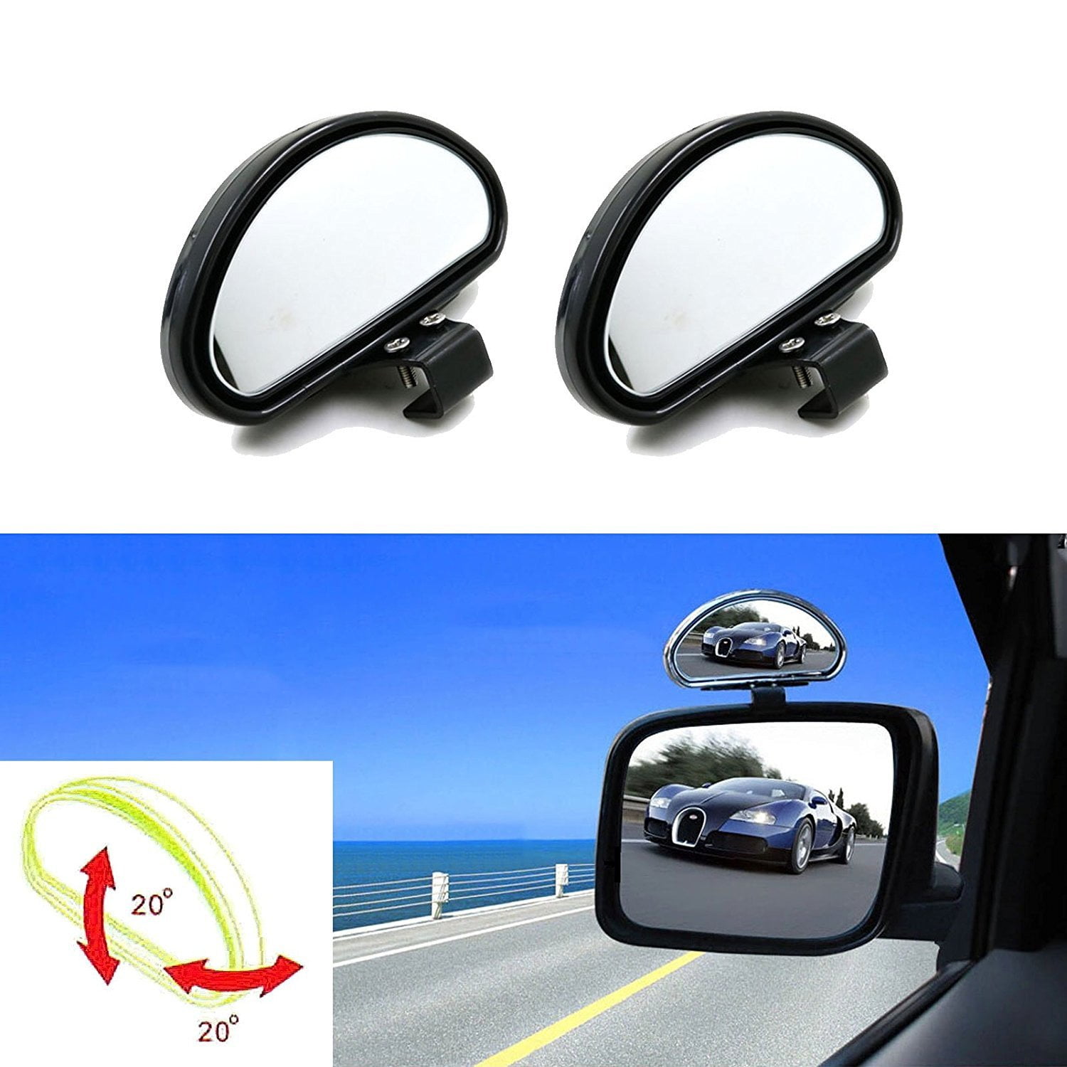 Size : A 2Pack 360°Rotating Wide-Angle Mirrors Blind Spot Mirrors Compatible with Dodge Challenger HD Car Auxiliary Mirrors for Motorcycle/Car/Truck/SUV 