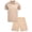 Tan, variant on Boys Short Set Moisture Wicking Golf Polo Shirt and Shorts Athletic Outfit for Sports 2 Piece